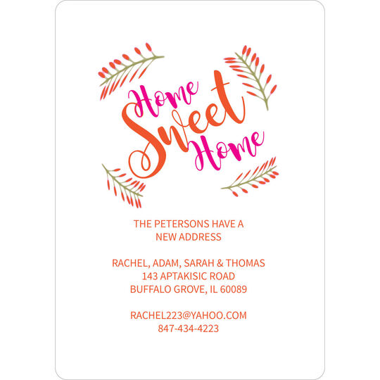 Pink and Orange Home Sweet Home Moving Announcements